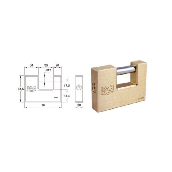 Dispositivo de seguridad para asegurar objetos y espacios. Fabricado con cuerpo de latón resistente a la corrosión. Alta seguridad para puertas